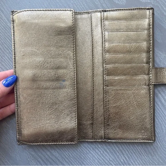 Gucci hysteria gold metallic leather continental wallet - Picture 4 of 8